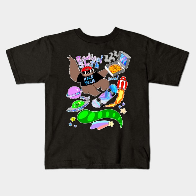 Radical Sloth Kids T-Shirt by saradaboru